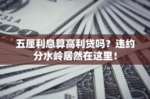 武汉五厘利息算高利贷吗？违约分水岭居然在这里！